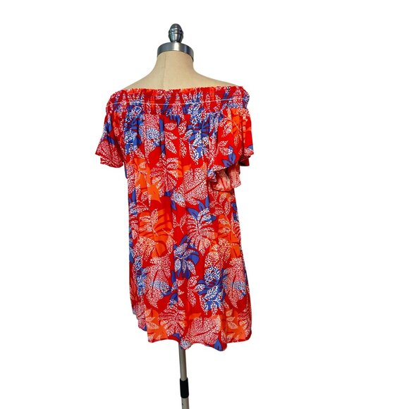 Red Carter Red Floral Swim Cover Up Dress Tunic Size 4 - Picture 4 of 7